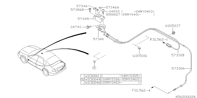 2003 Subaru Impreza Trunk & Fuel Parts Diagram 1