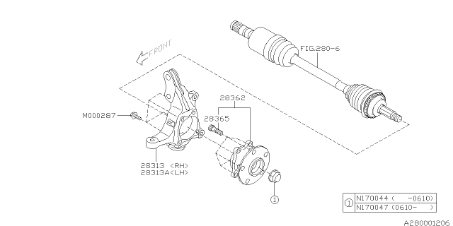 2007 Subaru Impreza WRX Front Axle Diagram 4