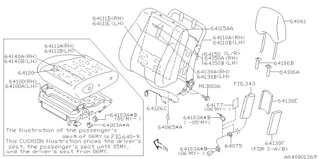 2005 Subaru Impreza Heat Unit Front Seat Cushion RH Diagram for 64111SA000