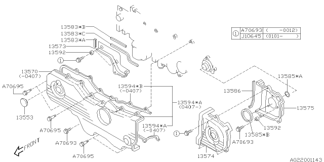 2003 Subaru Impreza WRX Timing Belt Cover Diagram 1