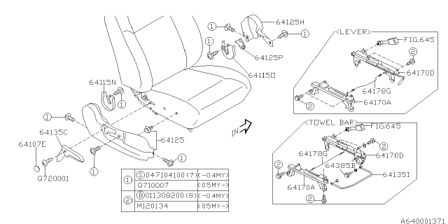 2004 Subaru Impreza STI Front Seat Diagram 8