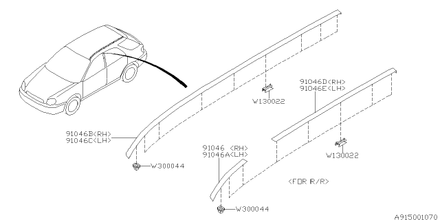 2002 Subaru Impreza Molding Diagram 2