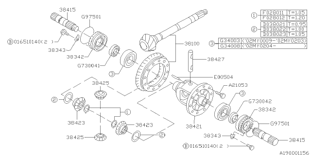 2003 Subaru Impreza WRX Differential - Transmission Diagram 1