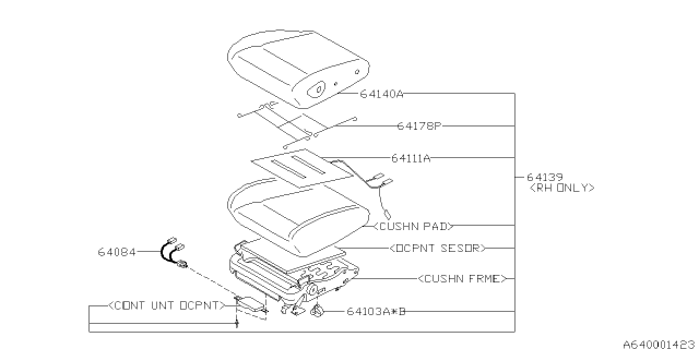2006 Subaru Impreza Cushion Assembly OCUPANT Front Seat RH Diagram for 64139FE040OE