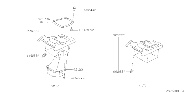 2005 Subaru Impreza WRX Console Box Diagram 3