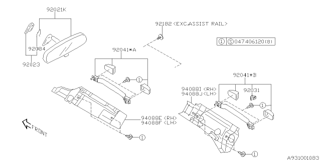 2004 Subaru Impreza WRX Assist Rail Diagram for 92043FE020NE