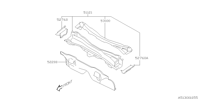 2004 Subaru Impreza Toe Board & Front Panel & Steering Beam Diagram 2