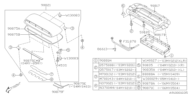 2004 Subaru Impreza Grille & Duct Diagram