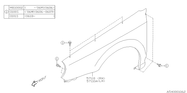 2006 Subaru Impreza STI Fender Diagram