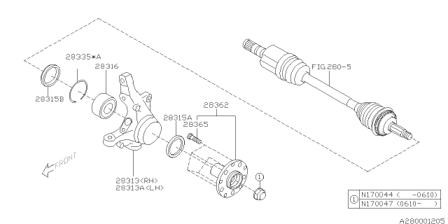 2005 Subaru Impreza STI Front Axle Diagram 5