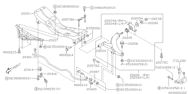 2005 Subaru Impreza WRX Front Suspension Diagram 7