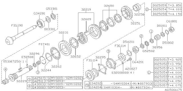 2002 Subaru Impreza WRX SYNCHRO Set Diagram for 32650AA031