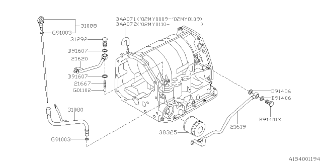 2006 Subaru Impreza STI Automatic Transmission Case Diagram 1