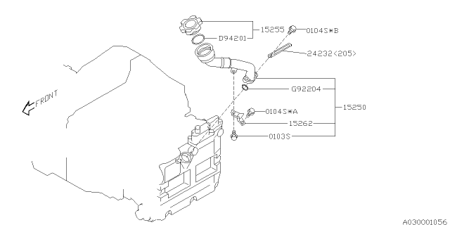 2002 Subaru Impreza WRX Oil Filler Duct Diagram 1