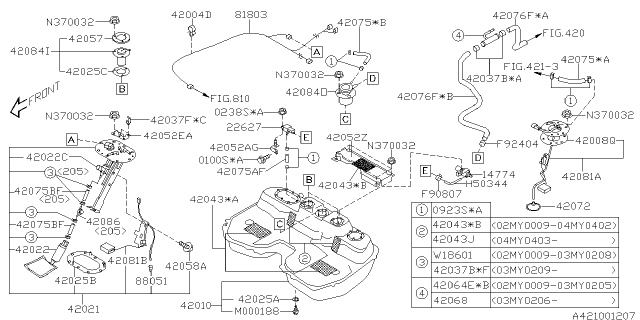 2002 Subaru Impreza Fuel Tank Complete Diagram for 42012FE030