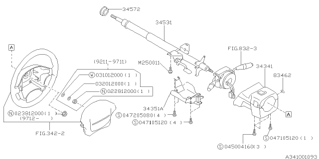 1998 Subaru Impreza Steering Column Diagram 3