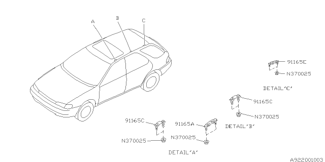 2001 Subaru Impreza Roof Rail Diagram