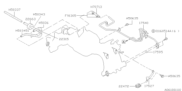 1998 Subaru Impreza Delivery Pipe Diagram for 17540AA161