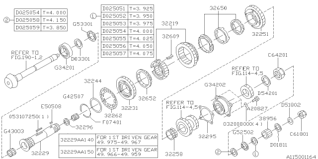 2000 Subaru Impreza GEAR/HUB Assembly Diagram for 32219AA230