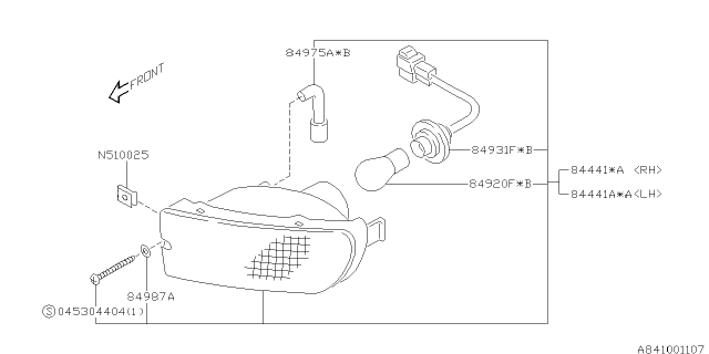 1999 Subaru Impreza Front Turn Signal Lamp Diagram for 84441FA160