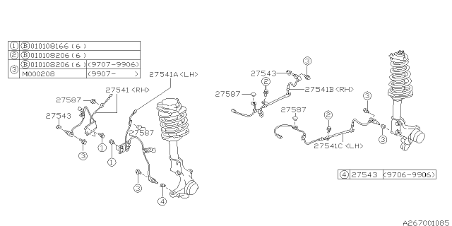 1999 Subaru Impreza Abs Front Sensor Assembly Diagram for 26740AA002