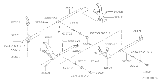 1994 Subaru Impreza Fork Complete Shift 5 Diagram for 32812AA071