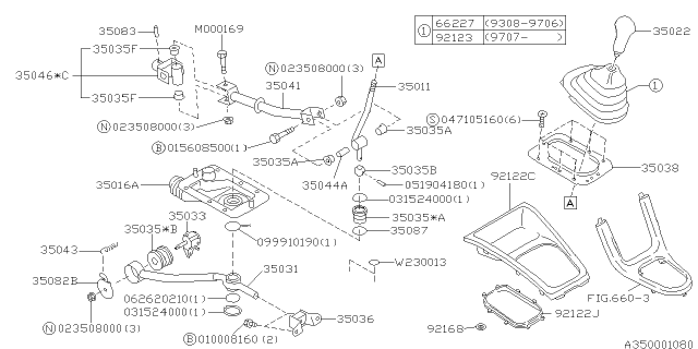 1999 Subaru Impreza Boot Console Diagram for 92072FC000