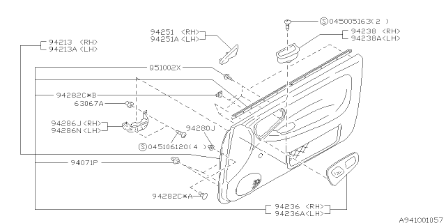1994 Subaru Impreza Door Trim Diagram 1