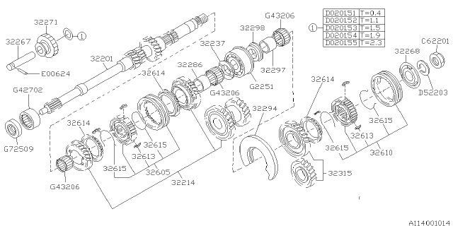 1993 Subaru Impreza Washer Gear Thrust 4TH Diagram for 32237AA000