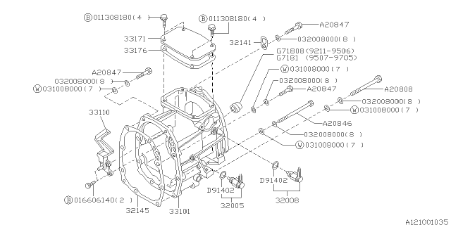 1993 Subaru Impreza Transfer Case Complete Diagram for 33101AA320
