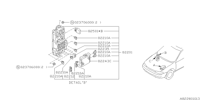 1994 Subaru Impreza Joint Box Assembly Diagram for 82215FA100