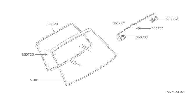 1995 Subaru Impreza Glass Rear Gate Diagram for 60202FA000