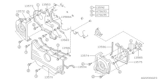 1993 Subaru Impreza Sealing Belt Cover RH Diagram for 13583AA052