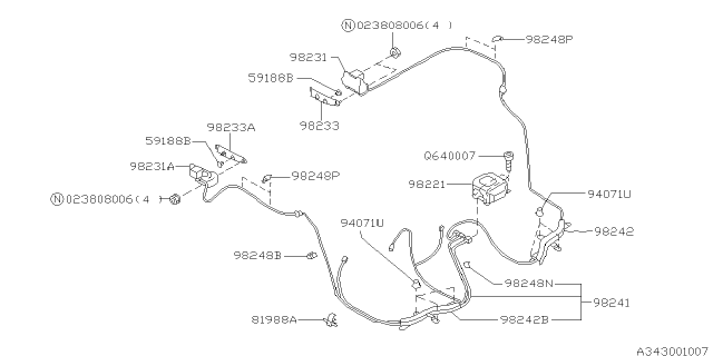 1994 Subaru Impreza A/B Sensor Assembly Front Diagram for 98231FA030