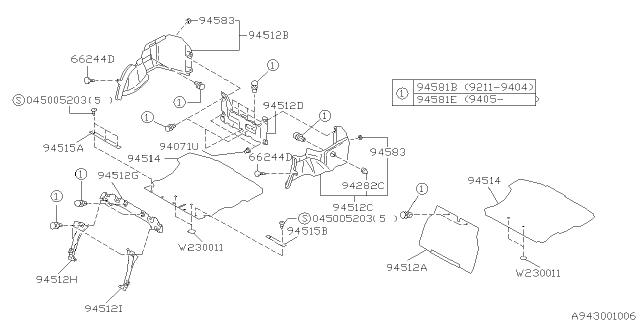 1996 Subaru Impreza Trunk Room Trim Diagram