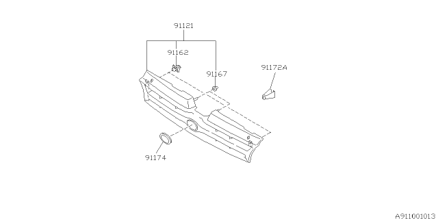 1993 Subaru Impreza Front Grille Diagram