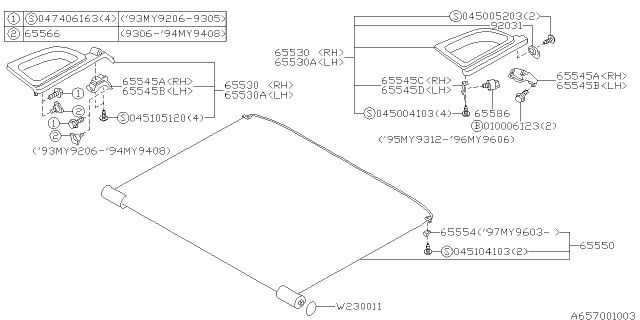 1995 Subaru Impreza Bracket Shelf Front RH Diagram for 65592FA100