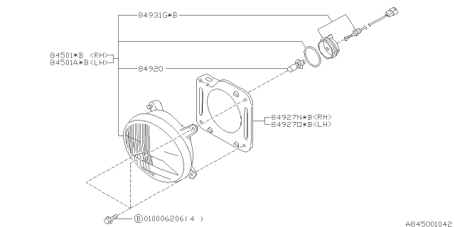 2001 Subaru Impreza Fog Lamp Diagram for 84501FA390
