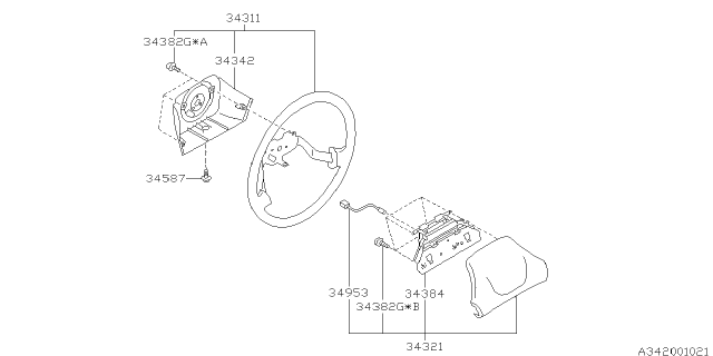 1994 Subaru Impreza Pad Assembly Diagram for 34321FA010ML