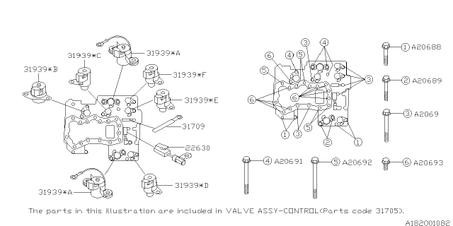 1999 Subaru Impreza SOLENOID Assembly Control Diagram for 31939AA130