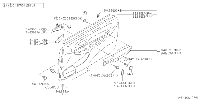 1999 Subaru Impreza Door Trim Diagram 1