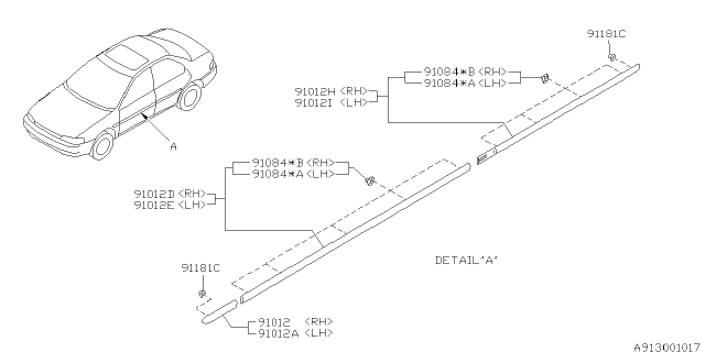 1995 Subaru Impreza Protector Diagram 2