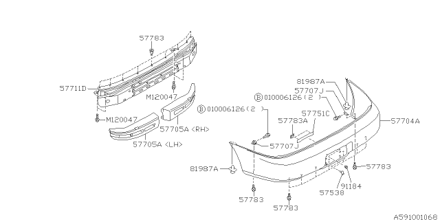 2001 Subaru Impreza Rear Bumper Diagram