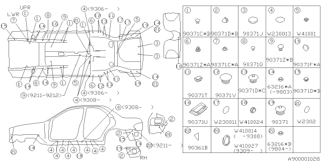 1993 Subaru Impreza Plug Diagram for 90321AA160