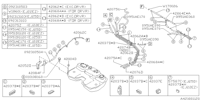 1998 Subaru Impreza Pipe Clamp Diagram for 42128FC010