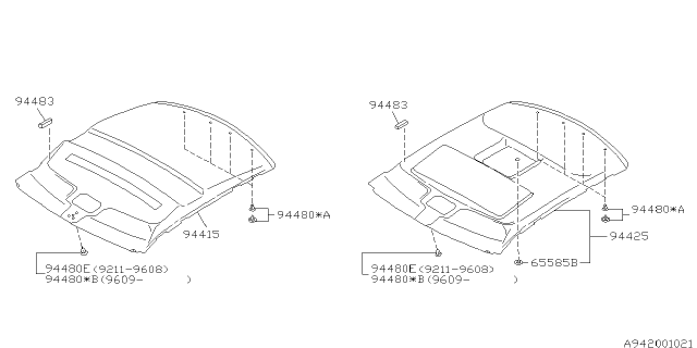 1994 Subaru Impreza Roof Trim Diagram 2