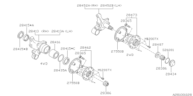 1993 Subaru Impreza Rear Axle Oil Seal Diagram for 28015AA060