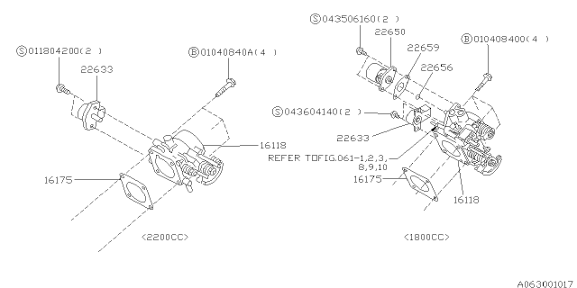 1996 Subaru Impreza Throttle Sensor Assembly Diagram for 22633AA110