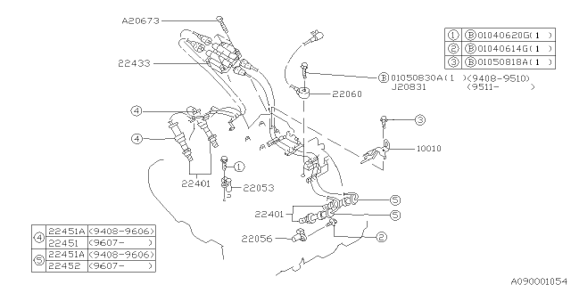 1996 Subaru Impreza Cable Complete-High Tension A Diagram for 22451AA511