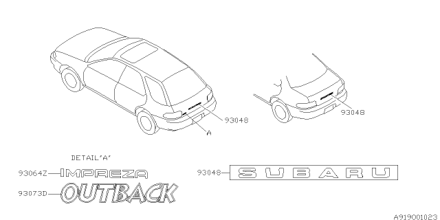 1994 Subaru Impreza Label GRADE/INSTRUMENT Diagram for 93080FA690